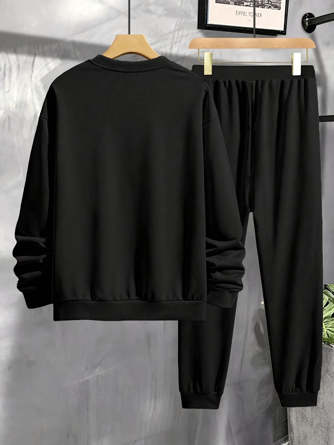 Men's 2pcs Trendy Printed Outfit: Sweatshirt and Jogger Pants Set